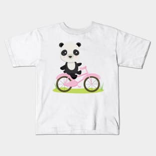 Cute Cycling Panda Kids T-Shirt